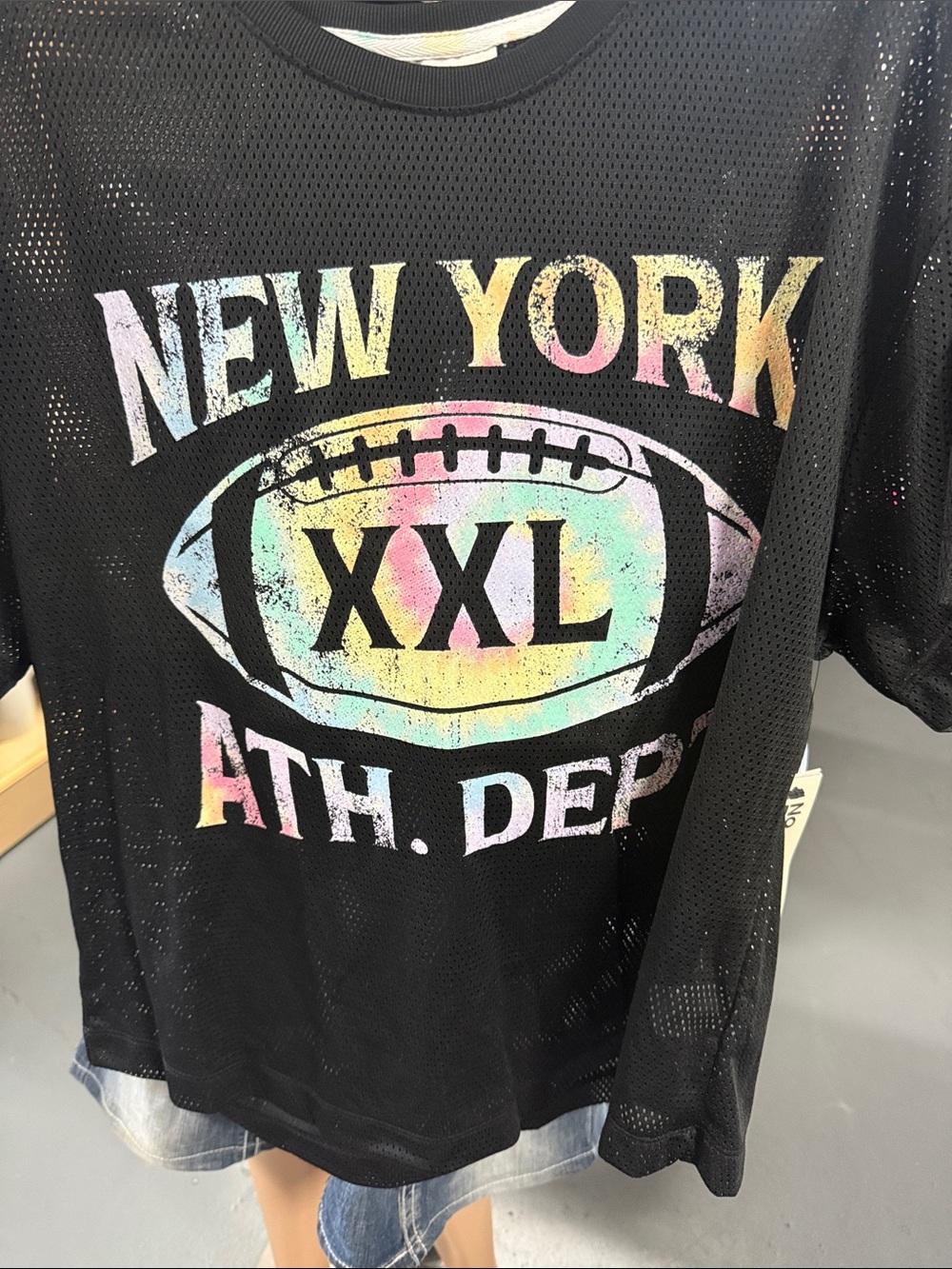 No Boundaries Black Mesh Jersey with Pastel Rainbow Graphic